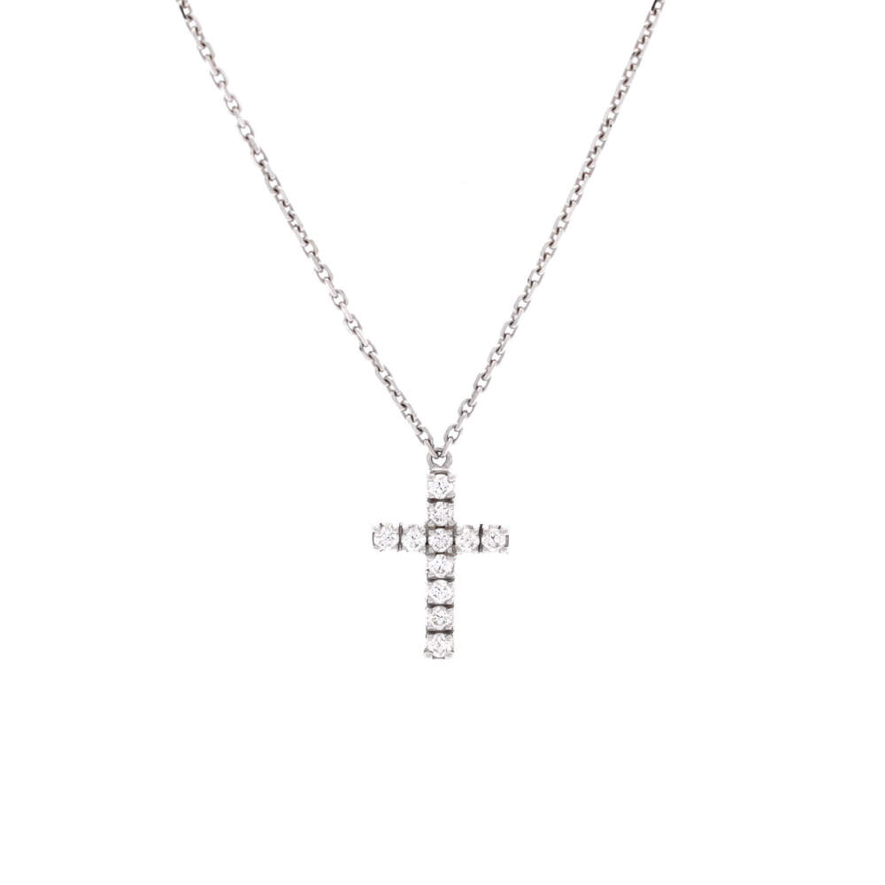 Cartier Cross Pendant Necklace 18K White Gold with Diamonds